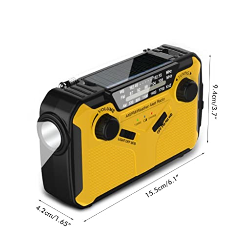 Tragbares Solar-Notfall Radio, Handkurbel Radio mit Taschenlampe, 4 Lade Methoden für Reisen, Camping oder Notfall Vorbereitung, ABS-Material Gelb von Srliya
