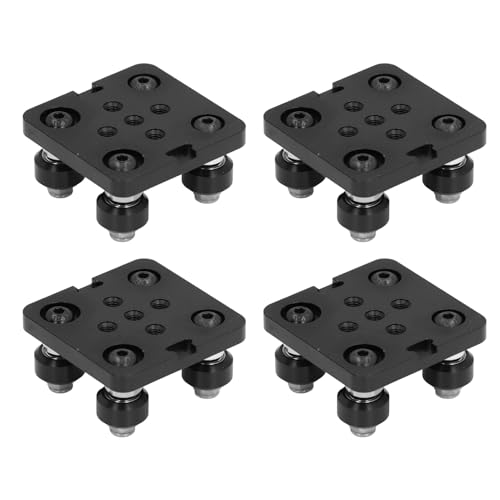 V Groove -Stangenstangenradplatte, 4pcs Kleine V Groove -Stange Aluminiumlegierung CNC 3D -Druckerteile Schwarz, mit Rädern für Kompatibel mit Aluminium -Extrusion 2020V Serie von Srliya
