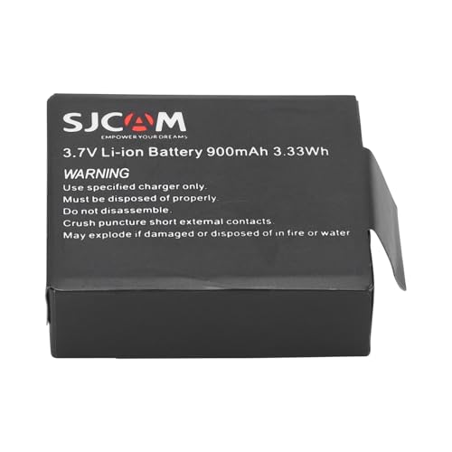 Wiederaufladbare Originalbatterien, 900 MAh Lithium-Ionen-Akku für SJ4000 SJ5000 M10-, Hohe Kapazität, Einfacher Austausch durch Over, Schwarz, Kunststoff, 3,7 V, 3,33 Wh, Akku Wiederaufladbare Originalbatterien, 900 MAh Lithium-Ionen-Akku für SJ4000 SJ5000 M10-, Hohe Kapazität, Einfacher Austausch durch Over, Schwarz, Kunststoff, 3,7 V, 3,33 Wh, Akku von Srliya