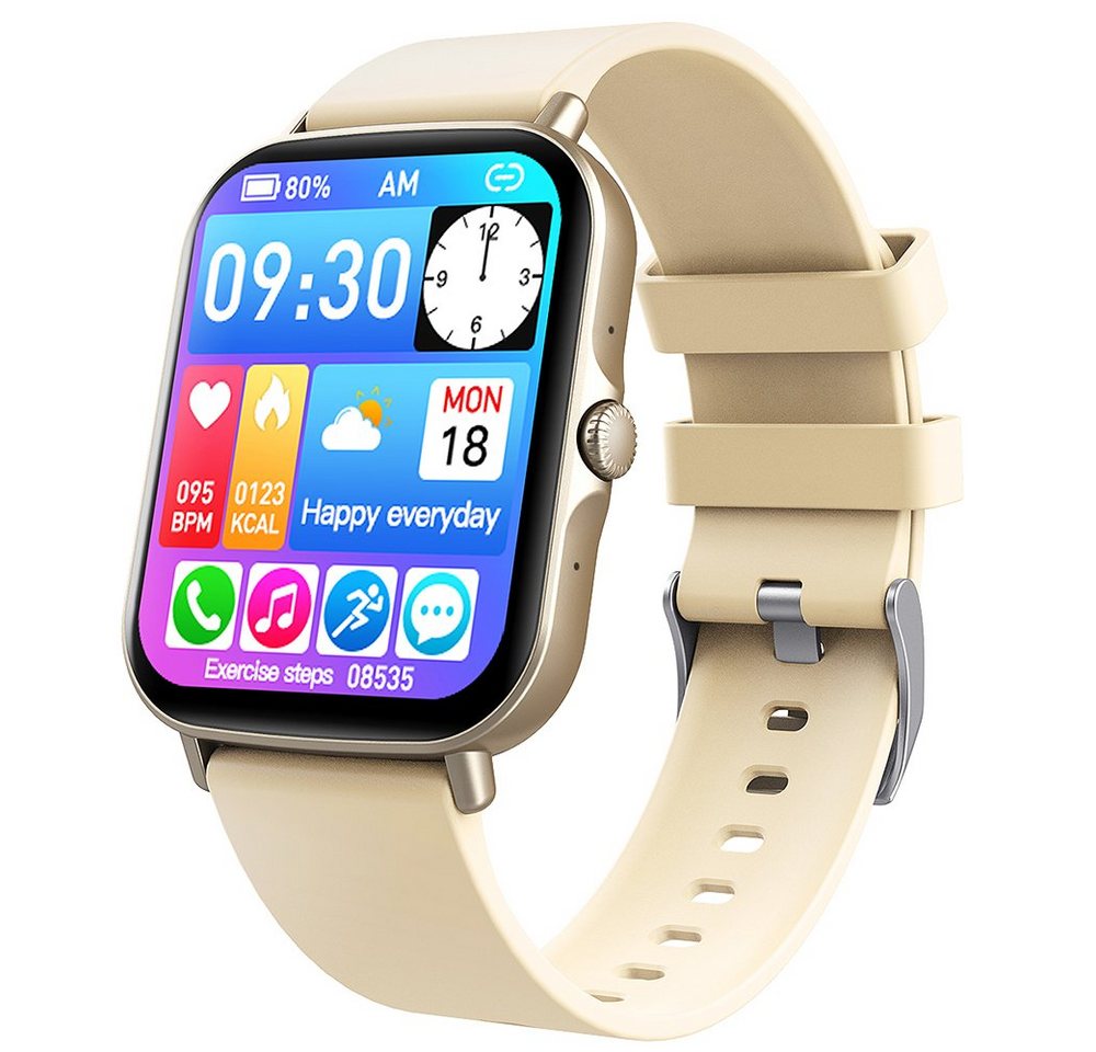 Sross Smartwatch Damen, Smartwatch Herren, Fitnessuhr mit Telefonfunktion Smartwatch, Schlafmonitor Aktivitätstracker Fitnessuhr für Android iOS von Sross