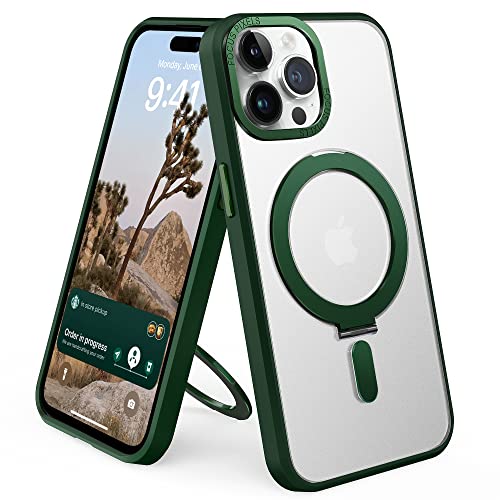 Srotek iPhone 14 Pro Hülle für Magnetic (Starke magnetische Anziehungskraft) mit Ständer Handyring Handyhülle iPhone 14 Pro Schutzhülle iPhone 14 Pro Case Dünn Grün von Srotek