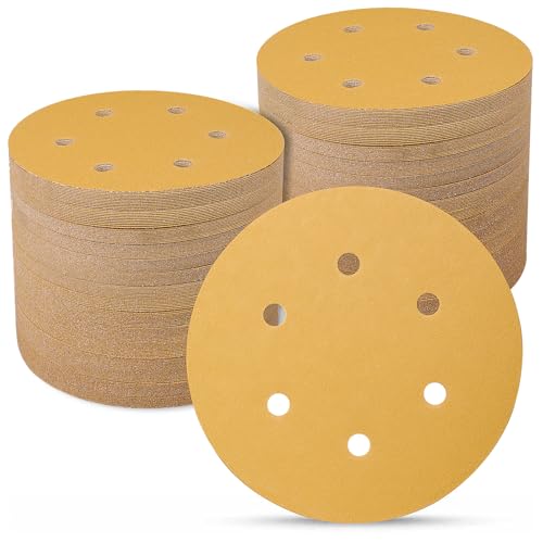 Schleifpapier 150mm Klett 100 Stück, 240 Körnung 6-Zoll 6 Loch Schleifscheiben für Uniflex-Schleifmaschinen und alle Oszillationswerkzeuge von Sruhrak