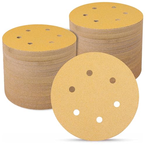 Schleifpapier 150mm Klett 100 Stück, 60 Körnung 6-Zoll 6 Loch Schleifscheiben für Uniflex-Schleifmaschinen und alle Oszillationswerkzeuge von Sruhrak