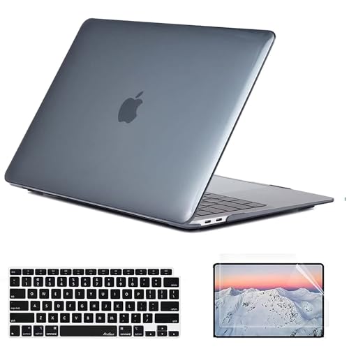 SsHhUu Hülle für MacBook Pro 13 Zoll A1278, Plastik Crystal Schutzhülle mit Tastaturschutz & Displayschutz für MacBook Pro 13" (Old Version Con CD-ROM, Release 2012/2011/2010/2009/2008), Schwarz von SsHhUu