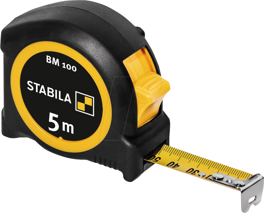 STABILA 19566 - Maßband BM 100, 5 m, metrische 1000er-Skala von Stabila