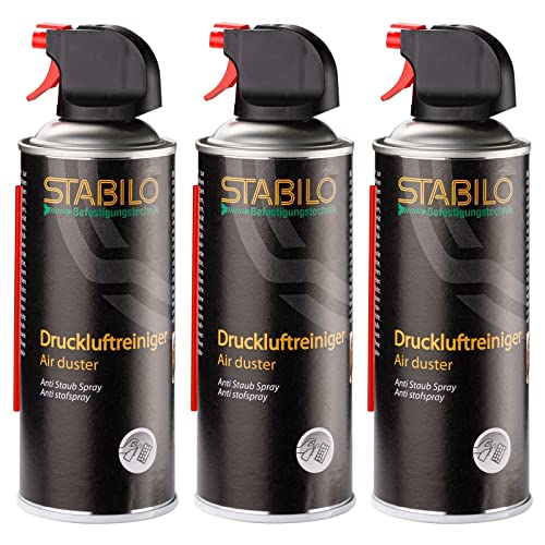 3x Stabilo Druckluftreiniger 400ml | Druckluftspray | Luftdruckreiniger | Reinigungsspray | Druckluft aus der Dose | 3 Stück von Stabilo Befestigungstechnik