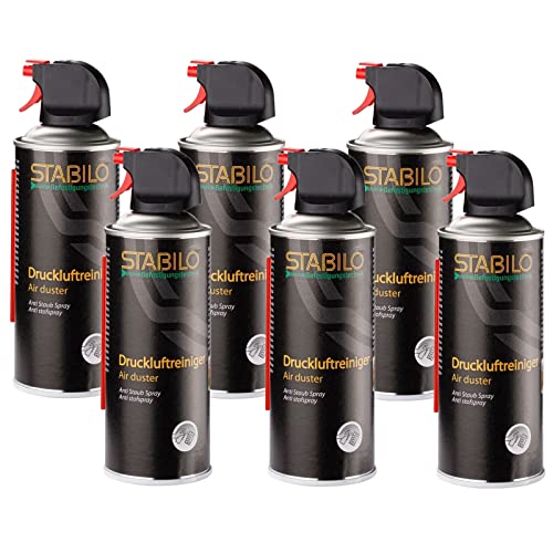 6x Stabilo Druckluftreiniger Spray 400ml | Druckluftspray | Luftreiniger mit 10cm Sprühverlängerung | 6 Stück von Stabilo Befestigungstechnik