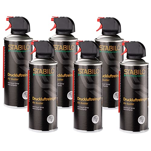 6x Druckluftreiniger Spray 400ml | Druckluftspray, Luftreiniger mit 10cm Sprühverlängerung | 6 Stück von Stabilo Befestigungstechnik