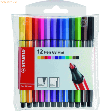 10 x Stabilo Fasermaler Pen 68 Mini Kunststoffetui mit 12 Stiften von Stabilo