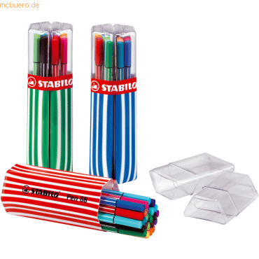 10 x Stabilo Fasermaler Pen 68 Twin Pack Kunststoffbox mit 20 Stiften von Stabilo