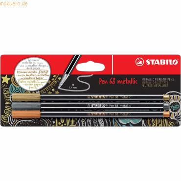 10 x Stabilo Fasermaler Pen 68 metallic 1,4mm (M) Gold/Silber/Kupfer V von Stabilo