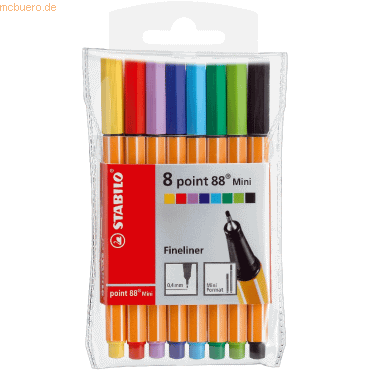 10 x Stabilo Fineliner point 88 Mini Etui VE=8 Stück von Stabilo