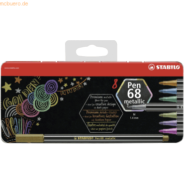 10 x Stabilo Premium-Filzstift Pen 68 metallic 1,4mm (M) Metalletui VE von Stabilo