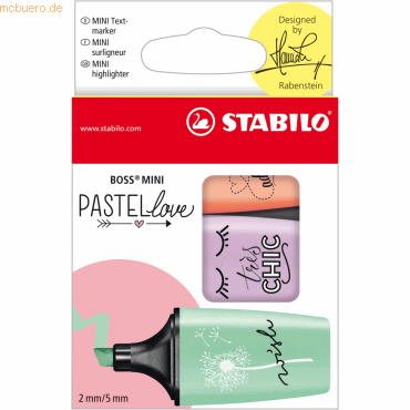 10 x Stabilo Textmarker Boss Mini Pastellove sortiert Etui VE=3 Stück 10 x Stabilo Textmarker Boss Mini Pastellove sortiert Etui VE=3 Stück von Stabilo