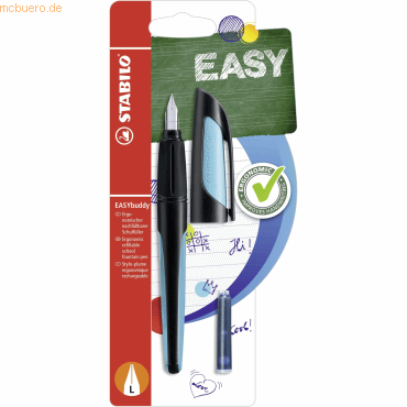 3 x Stabilo Schulfüller Easybuddy Feder L schwarz/himmelblau 3 x Stabilo Schulfüller Easybuddy Feder L schwarz/himmelblau von Stabilo