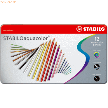 5 x Stabilo Aquarell-Buntstift Stabiloaquacolor Metalletui mit 12 Stif von Stabilo