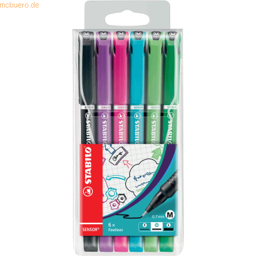 10 x Stabilo Fineliner Sensor Etui 0,7mm Kunststoffetui VE=6 Stifte von Stabilo