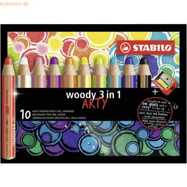 5 x Stabilo Multitalent-Stift woody 3 in 1 Arty Etui VE=10 Farben von Stabilo