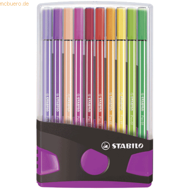 5 x Stabilo Premium-Filzstift Pen 68 ColorParade anthrazit/pink VE=20 von Stabilo