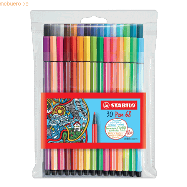 Stabilo Premium-Filzstift Pen 68 Kunststoffetui VE=30 Farben Stabilo Premium-Filzstift Pen 68 Kunststoffetui VE=30 Farben von Stabilo