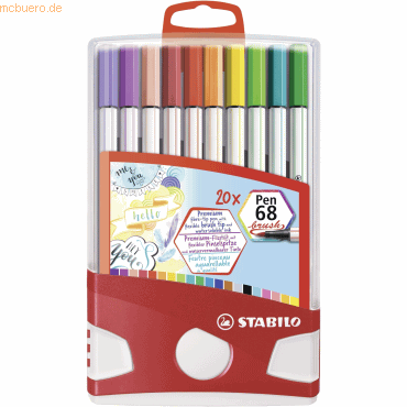 5 x Stabilo Premium-Filzstift mit Pinselspitze Pen 68 brush VE=20 Farb von Stabilo