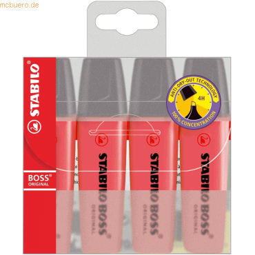 5 x Stabilo Textmarker Boss Original rot Etui mit 4 Stiften 5 x Stabilo Textmarker Boss Original rot Etui mit 4 Stiften von Stabilo