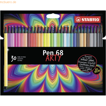 6 x Stabilo Premium-Filzstift Pen 68 Kartonetui Arty VE=30 Farben von Stabilo