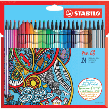 6 x Stabilo Premium-Filzstift Pen 68 Kartonetui VE=24 Farben von Stabilo