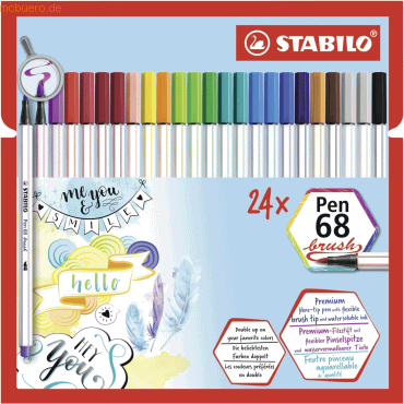 6 x Stabilo Premium-Filzstift mit Pinselspitze Pen 68 brush Etui VE=24 von Stabilo