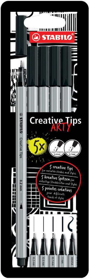 STABILO Creative Tips ARTY BLACK, 5er Kartonetui von Stabilo