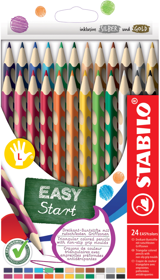 STABILO Dreikant-Buntstifte EASYcolors L, 24er Etui von Stabilo