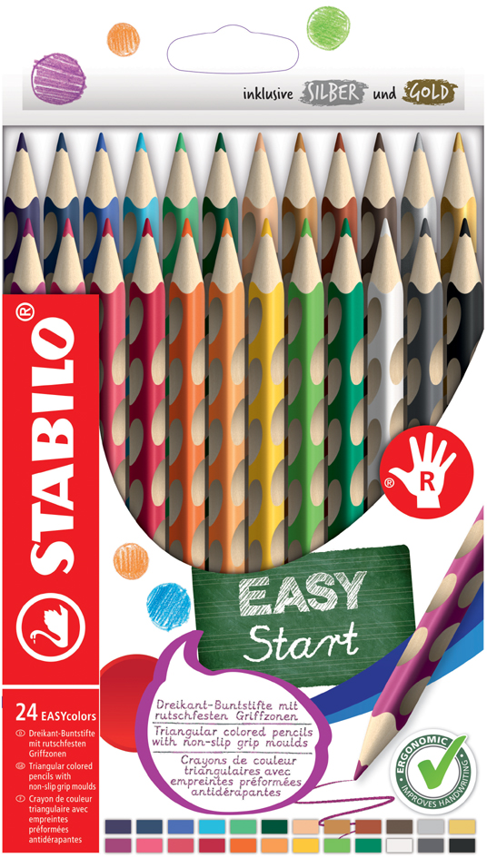 STABILO Dreikant-Buntstifte EASYcolors R, 24er Etui von Stabilo