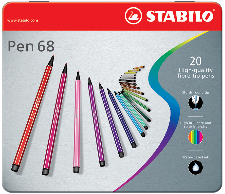 STABILO Fasermaler Pen 68, 50er Metall-Etui von Stabilo
