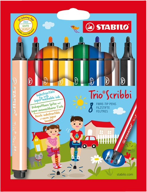 STABILO Fasermaler Trio Scribbi, 8er Karton-Etui von Stabilo