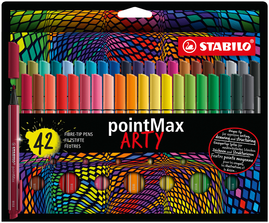 STABILO Fasermaler pointMax ARTY, 42er Karton-Etui von Stabilo