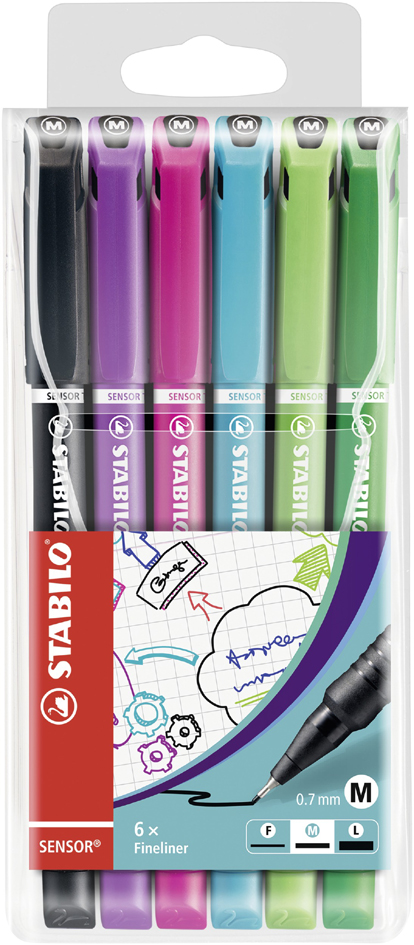 STABILO Fineliner SENSOR medium, 6er Kunststoff-Etui von Stabilo