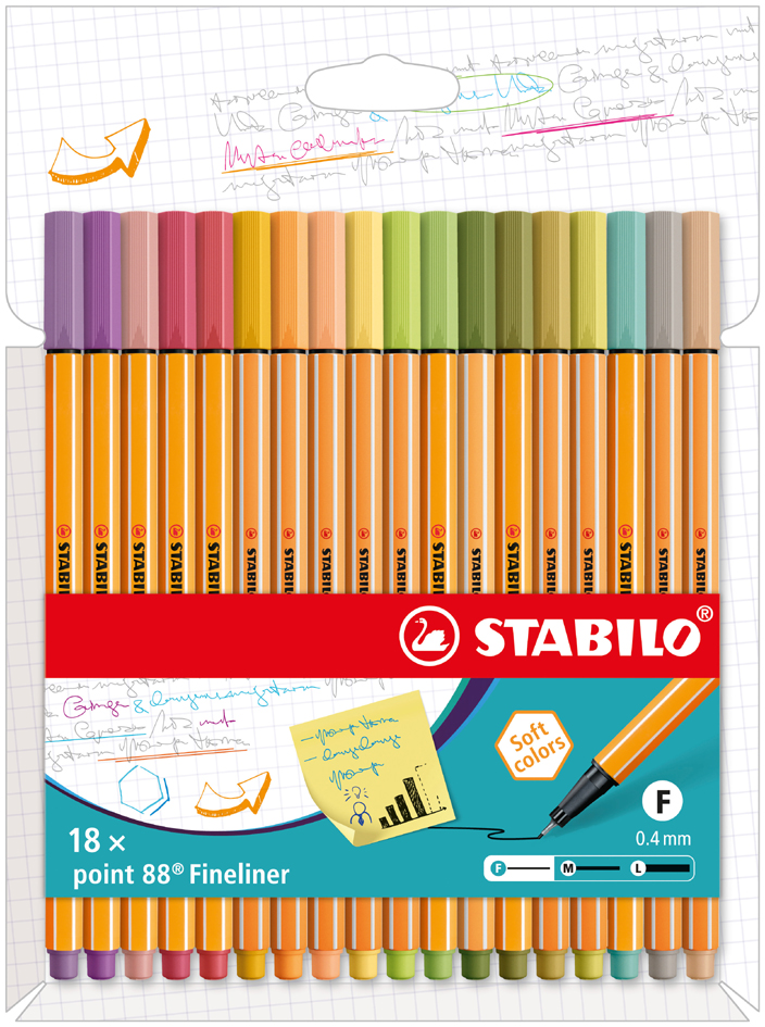 STABILO Fineliner point 88, 18er Kartonetui neue Farben von Stabilo