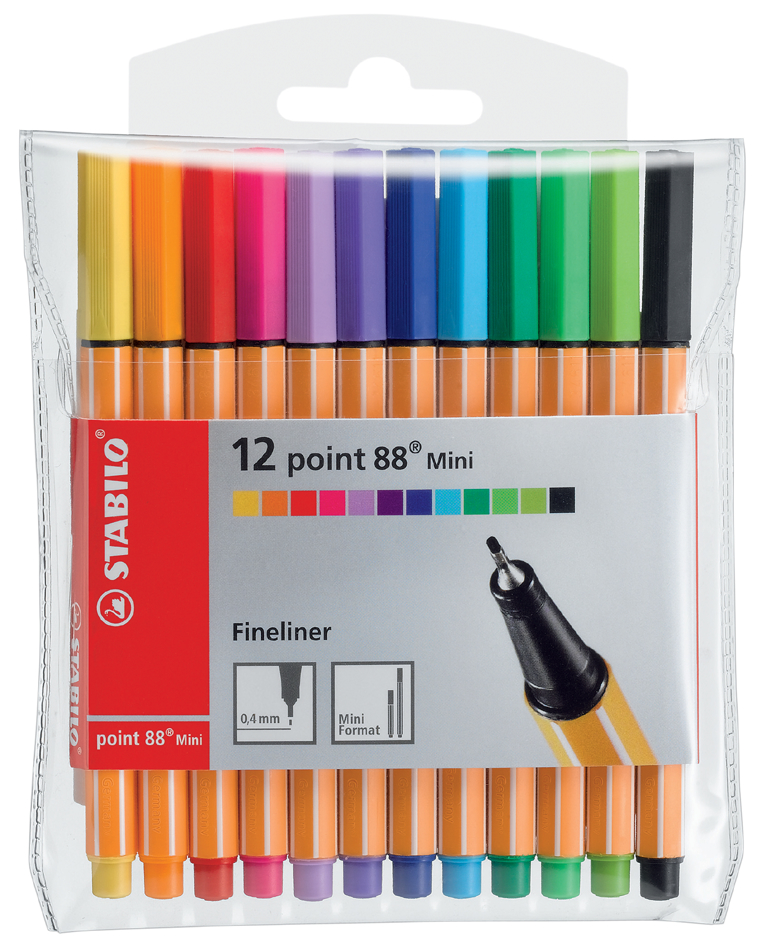 STABILO Fineliner point 88 Mini, 12er Kunststoffetui von Stabilo