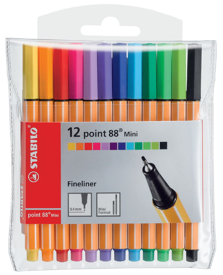 STABILO Fineliner point 88 Mini, 5er Kunststoff-Etui von Stabilo