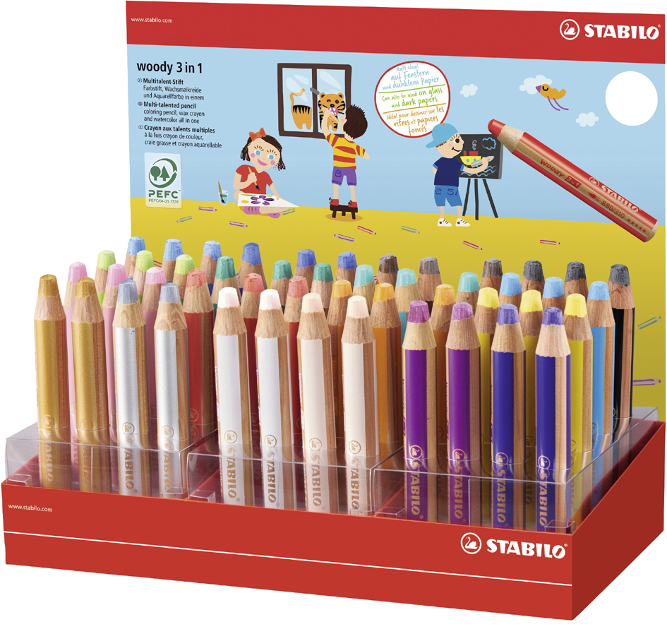 STABILO Multitalentstift woody 3 in 1, 48er Karton-Display von Stabilo