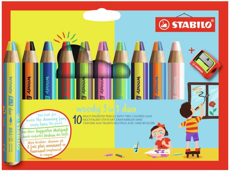 STABILO Multitalentstift woody 3 in 1 duo, 10er Kartonetui von Stabilo