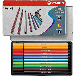 STABILO Pen 68 Filzstifte farbsortiert, 10 St. von Stabilo