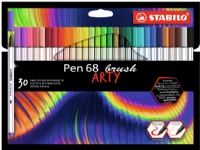 STABILO Pen 68 brush ARTY, 30 Farben, Gemischte Farben, Pinselspitze, Faser, Gemischte Farben, Hexagonal von Stabilo