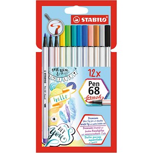 STABILO Pen 68 brush Brush-Pens farbsortiert, 12 St. von Stabilo