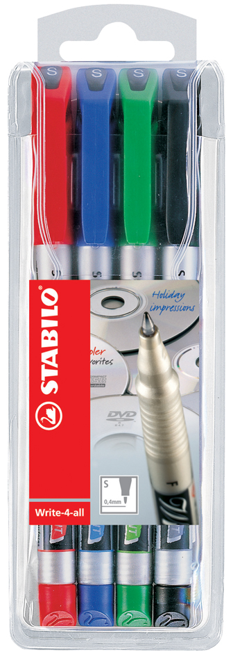 STABILO Permanent-Marker Write-4-all, M, 4er Kunststoffetui von Stabilo