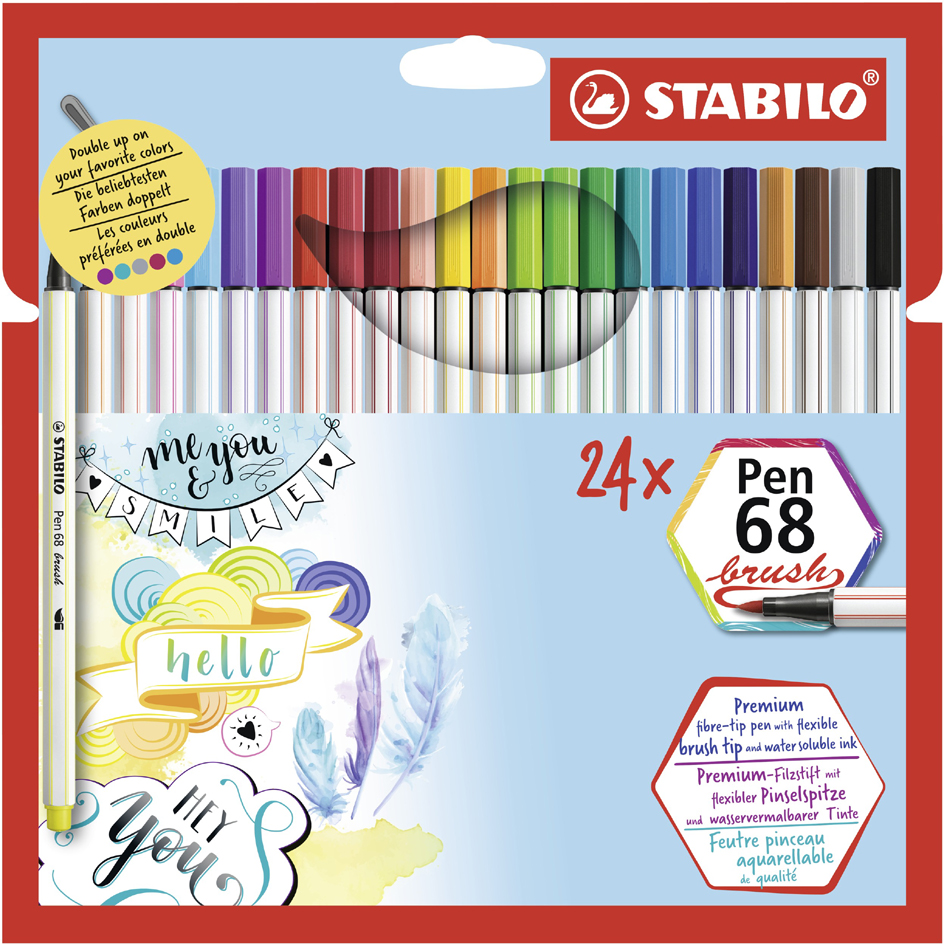 STABILO Pinselstift Pen 68 brush, 24er Karton-Etui von Stabilo