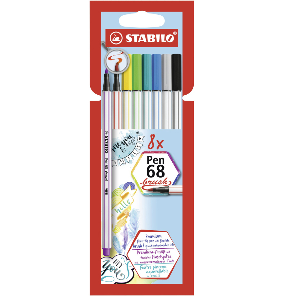 STABILO Pinselstift Pen 68 brush, 8er Karton-Etui von Stabilo