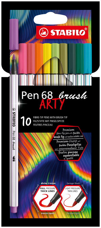 STABILO Pinselstift Pen 68 brush ARTY, 10er Kartonetui von Stabilo