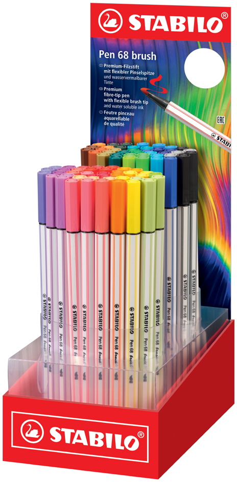 STABILO Pinselstift Pen 68 brush ARTY, 80er Display von Stabilo