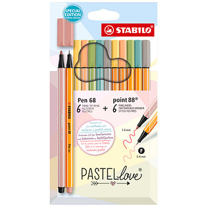 STABILO Schreibset Pen 68/point 88 PASTELlove farbsortiert von Stabilo